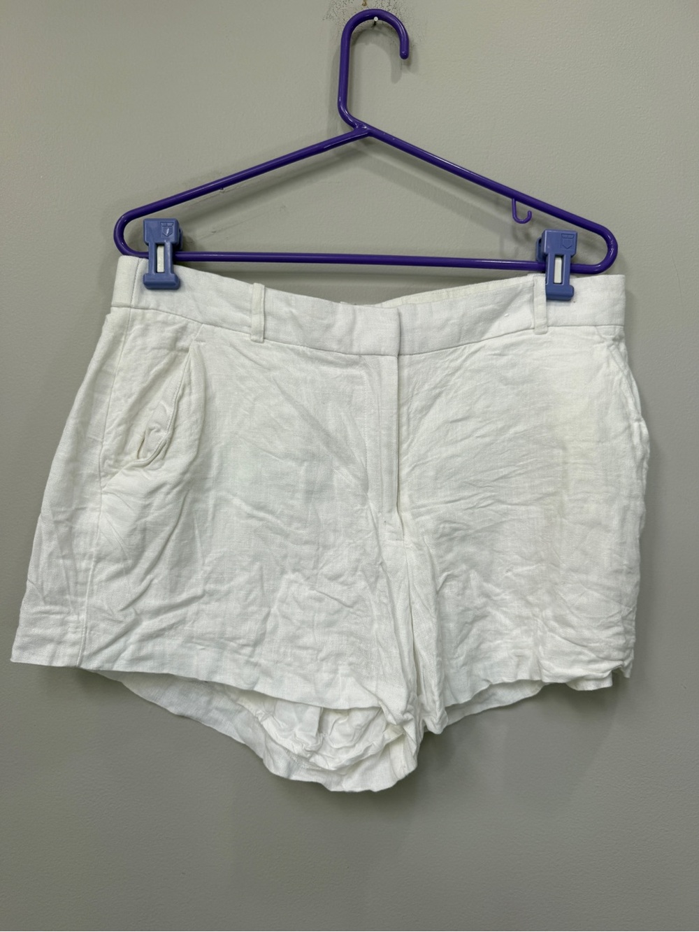 Abercrombie & Fitch White Linen-Blend High-Waist Women’s Shorts